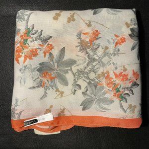 NEW SCARF Talbots Large Scarf 28”x68" Floral orange white Tags Attached $59.50